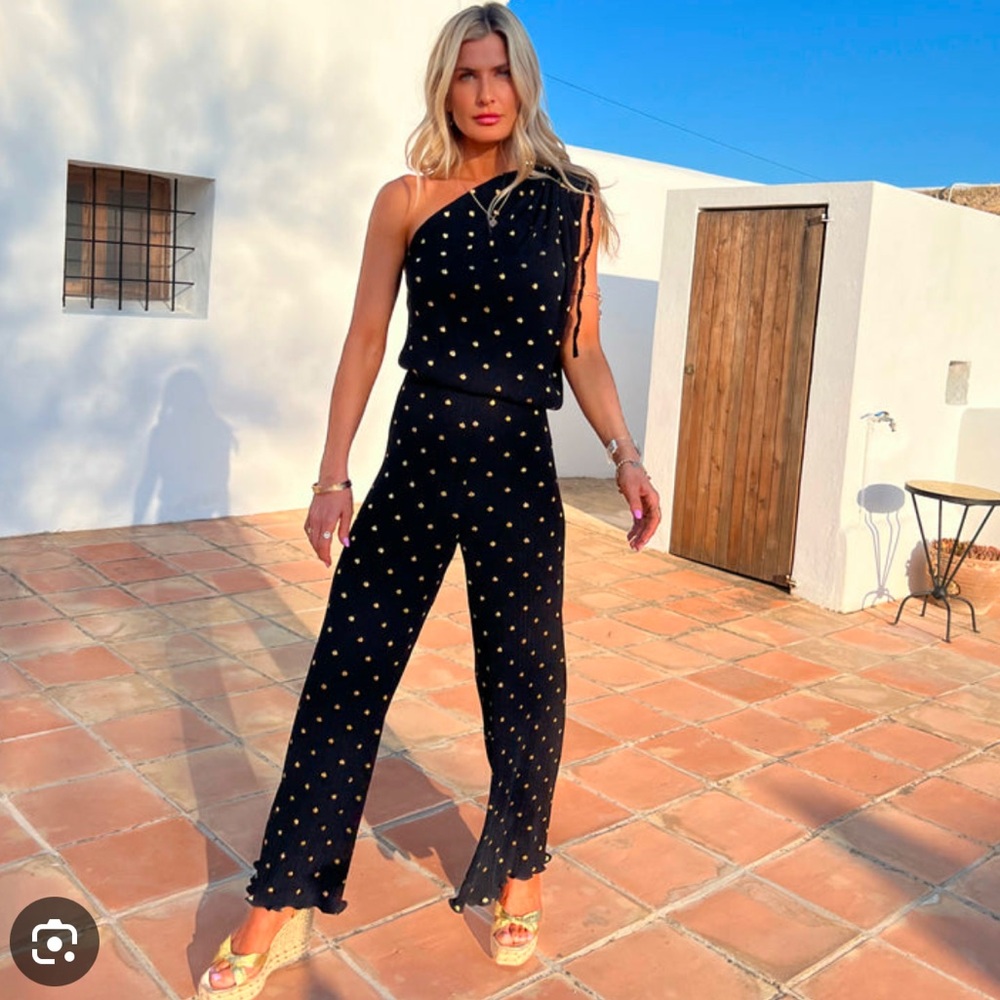 Never Fully Dressed Black and Gold Jumpsuit